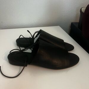 Vince Black Sandals with Open Back Design and lace up ankle wrap